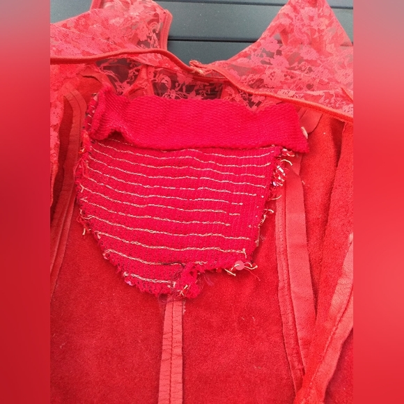Vintage Verducci Red Leather & Lace Sleeveless Bodycon Dress, Size 6, - Picture 9 of 13
